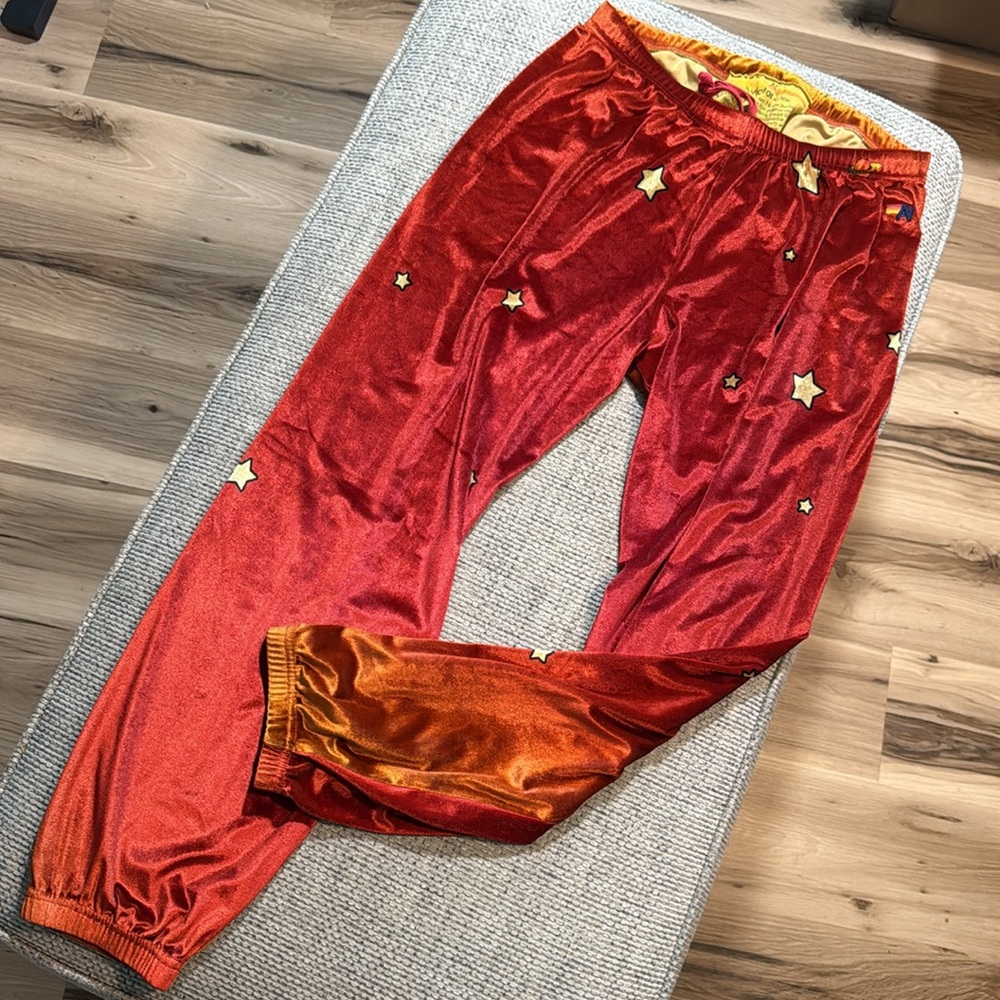 RARE Aviator‎ Nation Celestial Galaxy Collection Velour Red Orange Sweatpants XL